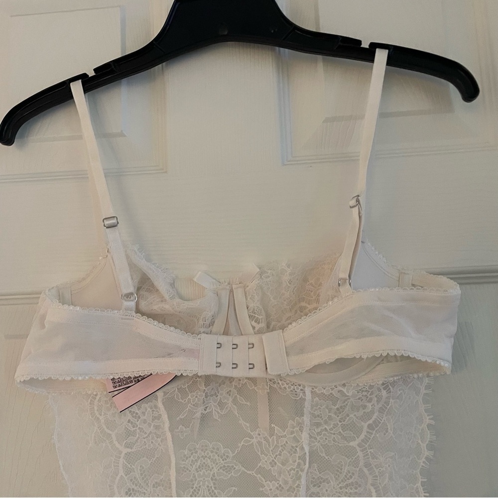 New! Victoria's Secret White Lace Apron Wicked Open Back Babydoll 22936 - Picture 4 of 10